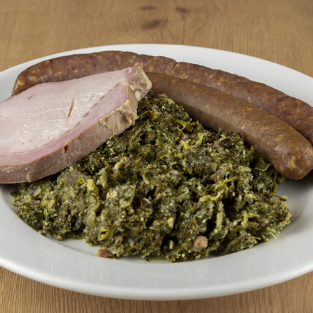 Grünkohleintopf mit Kasseler und geschnittener Bregenwurst 800ml
